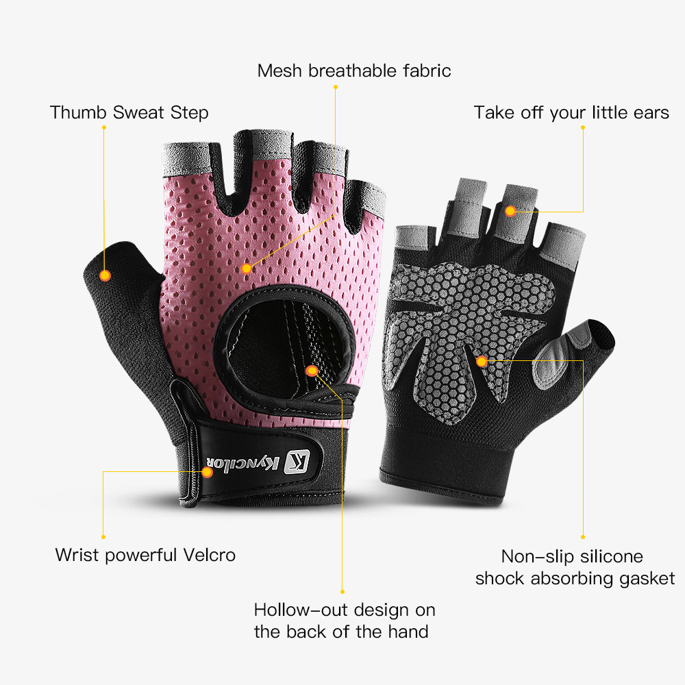 Guantes de medio dedo para gimnasio, Fitness, antideslizantes, con almohadilla de Gel para hombres y mujeres, guantes sin dedos para gimnasio y ciclismo, accesorios para bicicleta