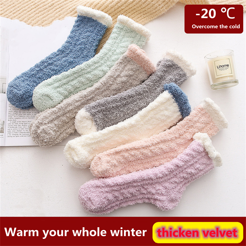 Chaussettes courtes thermiques en molleton de corail pour femmes, chaussettes molletonnées, bottines d&#39;intérieur épaisses, pour filles, hiver