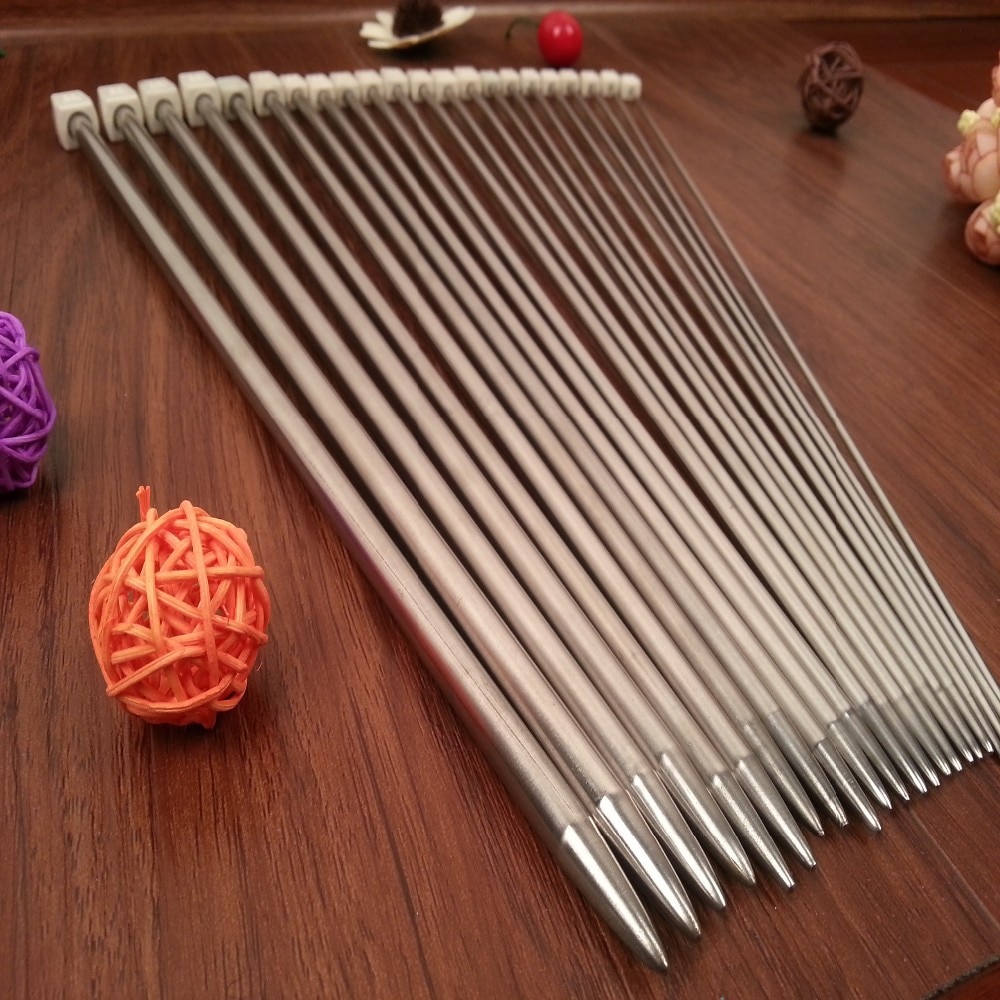 Aiguilles à tricoter à un point, en acier inoxydable, 25,35cm, 11 paires de tailles 2.0-8.0mm, pour l'artisanat, bricolage, aiguilles à tricoter,