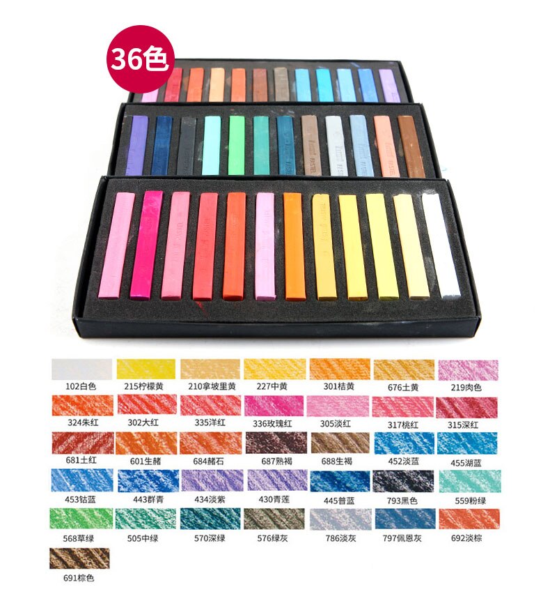 12/24/36/48 Colors Painting Crayons Soft Pastel Art Drawing Set Chalk Color Crayon Brush Stationery: 36 colors