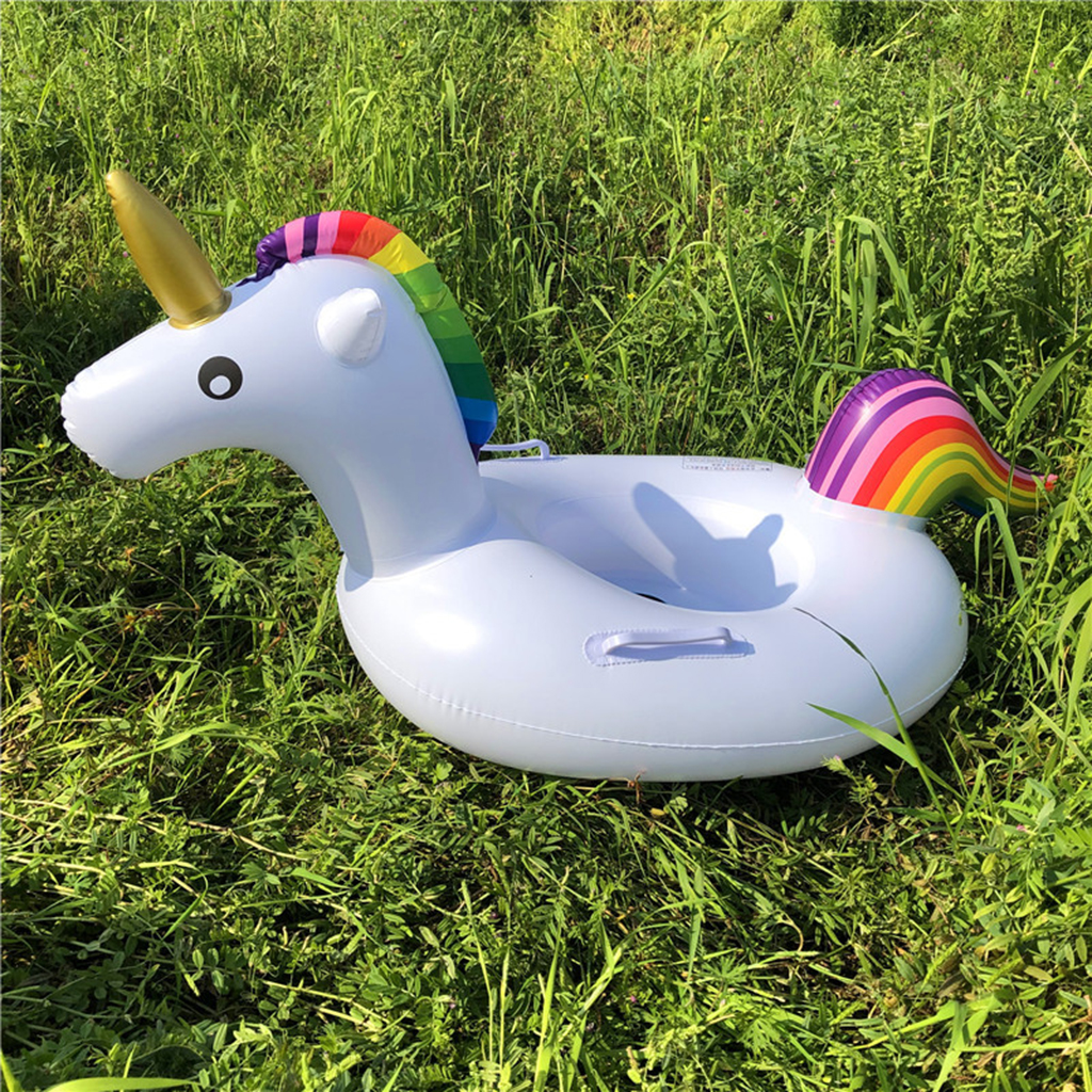 Inflatable Unicorn Pool Float with Handles Swim Ring Party Toys for Kids