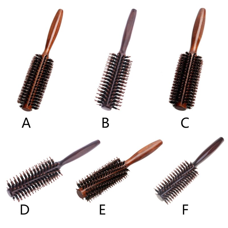 6 Types Straight Twill Hair Comb Natural Boar Bristle Rolling Brush Round Barrel Blowing Curling DIY Hairdressing Styling Tool