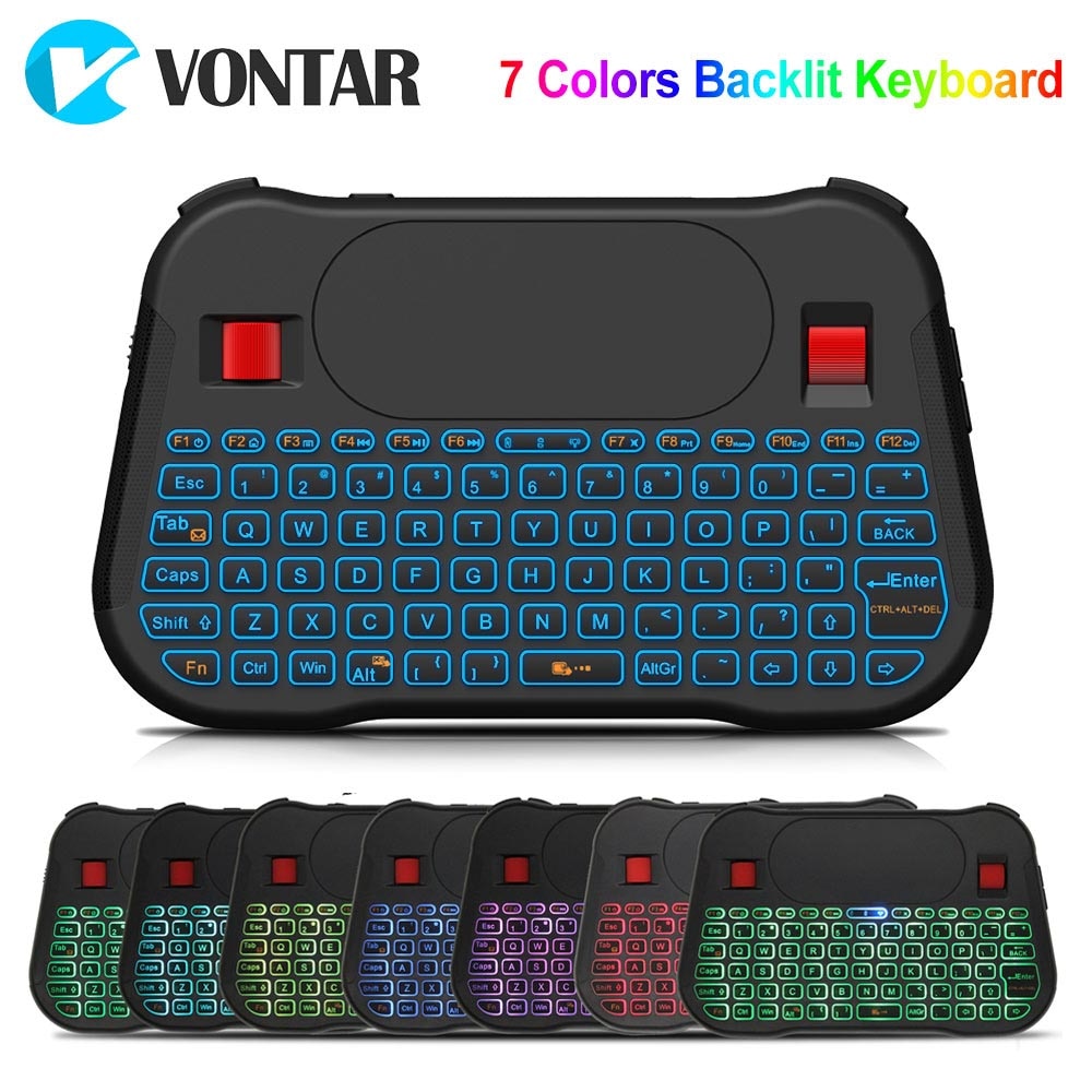 Vontar Backlight T18 Plus Engels Russische 2.4G Wireless Fly Air Muis Backlit Toetsenbord Touchpad Controller Voor Android Tv Box