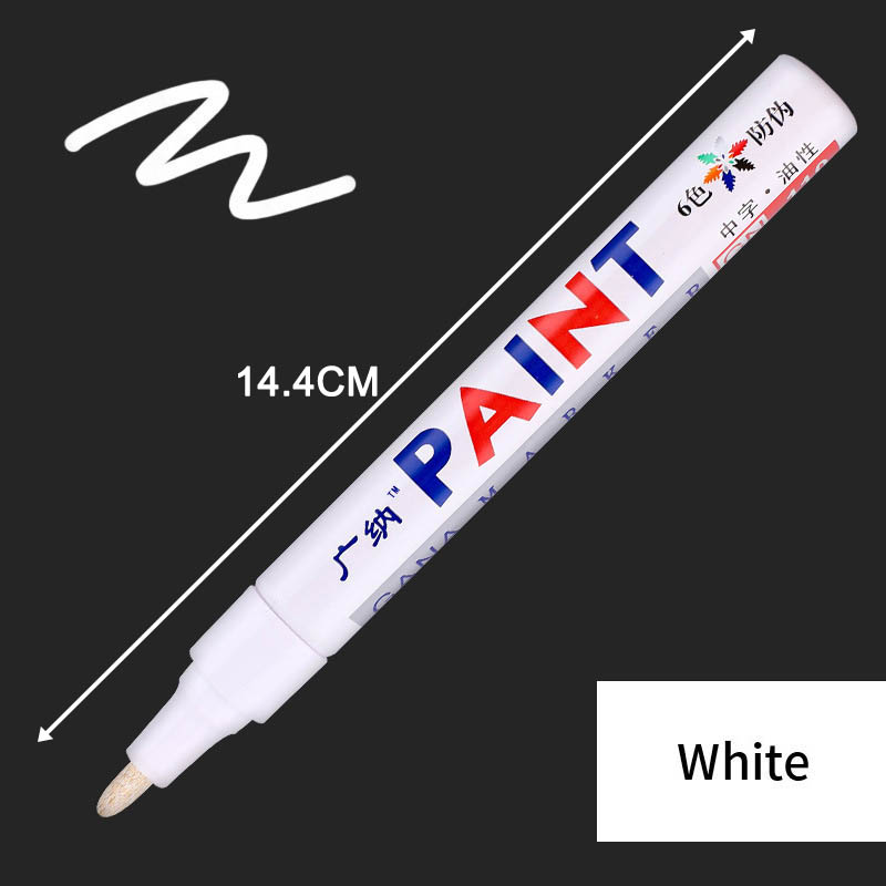 1Pcs Colorful Waterproof Oily Paint Marker Pen Car Tyre Multipurpose Metal Package School Supplies Stationery 12 Colors: white