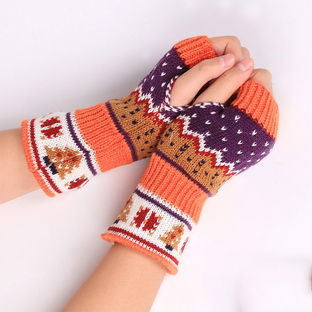 dla obu płci choinki rękawiczki robione na drutach gruba dzianina rękawiczki bez palców dziewczyny fantastyczny prezent moda miękka rękawica zimowa niezbędna