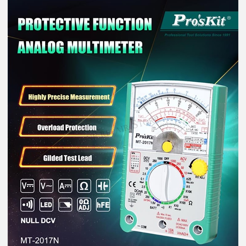 Proskit MT MT AC/DC Analog Graph Zeiger Multimeter Amperemeter Widerstand Kapazität Diode Volt Ampere Ohm hFE LED Meter