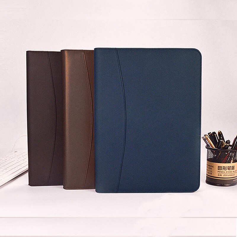 A4 zipper senior PU leather business work manager bag conference file folder organizer agreement ipad folders portfolios 641C