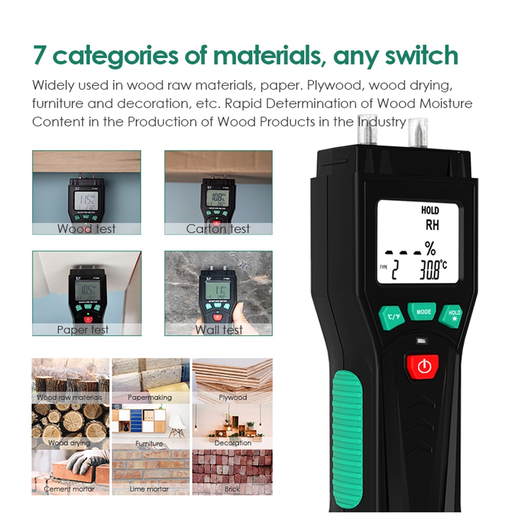 Digital Wood Moisture Meter of Materials Humidity Tester Timber Damp Detector medidor de humedad vochtmeter moisture meter