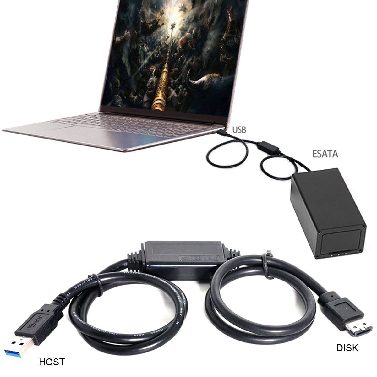 Jimier Usb 3.0 Naar Power Over Esata DC5V Adapter USB2.0 Naar Hdd/Ssd/Odd Esatap Converter