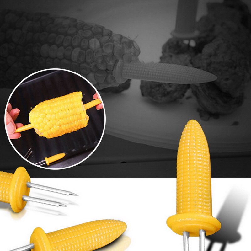 6/8/10/12 stk majs på kolben grillspyd bbq sweetcorn holder gaffel hjemmefest madlavning majs på kolber indehavere bbq twin prong gaffel