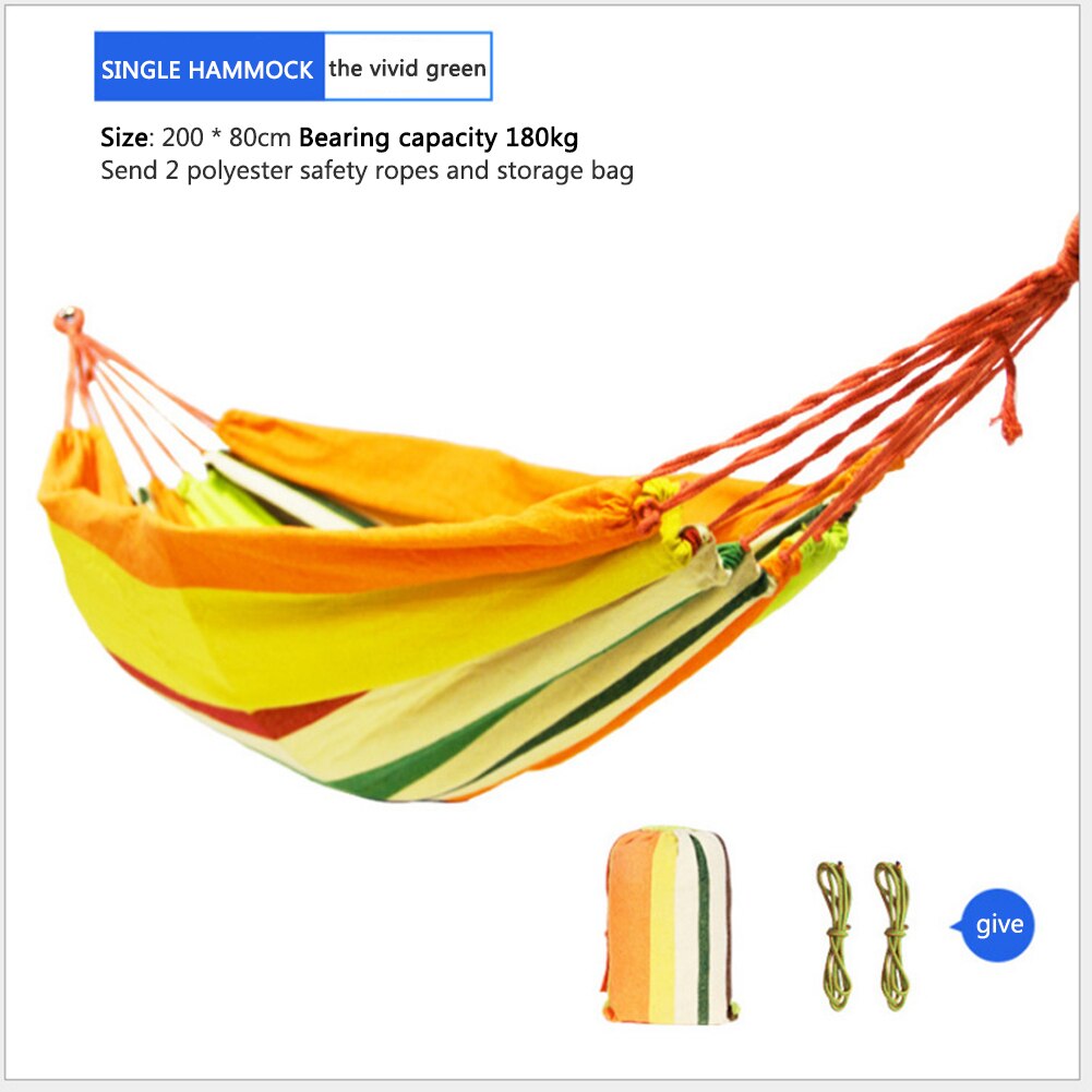 Canvas Striped Hammocks Ultralight Camping Travel Hammock with Portable Backpack Rainbow Outdoor Leisure Garden Hanging Swing