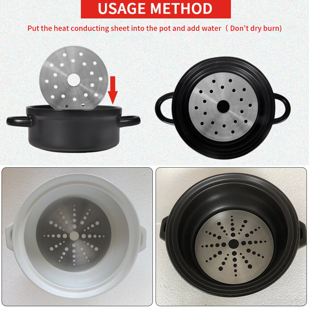 Induction Cooker Adapter Stewpot Round Stainless Steel Home Casserole Pot Saucepan With Holes Accessories Heat Diffuser Plate