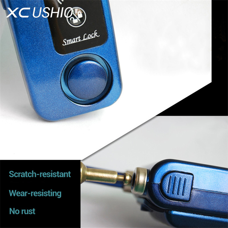 Super intelligent telefon app kontrol smart alarm bluetooth lås vandtæt 110db alarm cykellås udendørs tyverialås