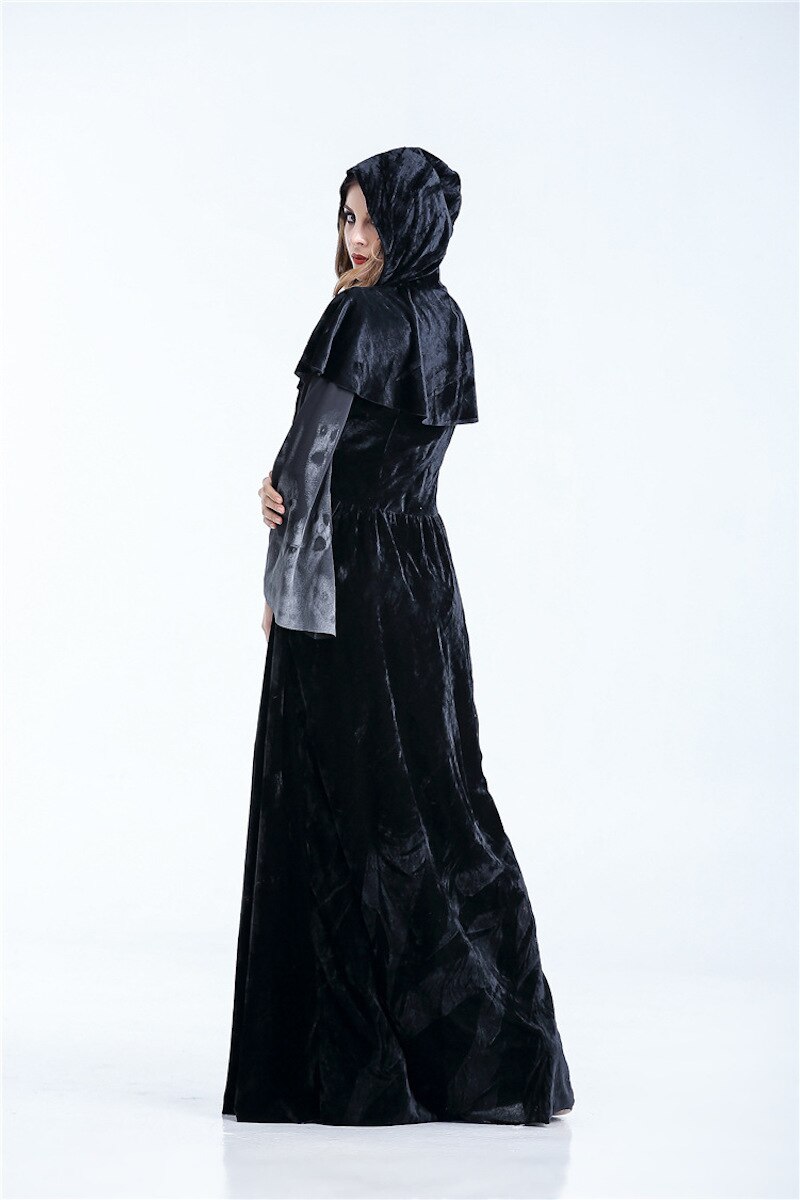 Costume Halloween 2026 Pour Femme - Haut Manches Longues Bohème Et Jupe Gothique à Volants - Grande Taille Pour Cosplay Ou Fête Déguisée