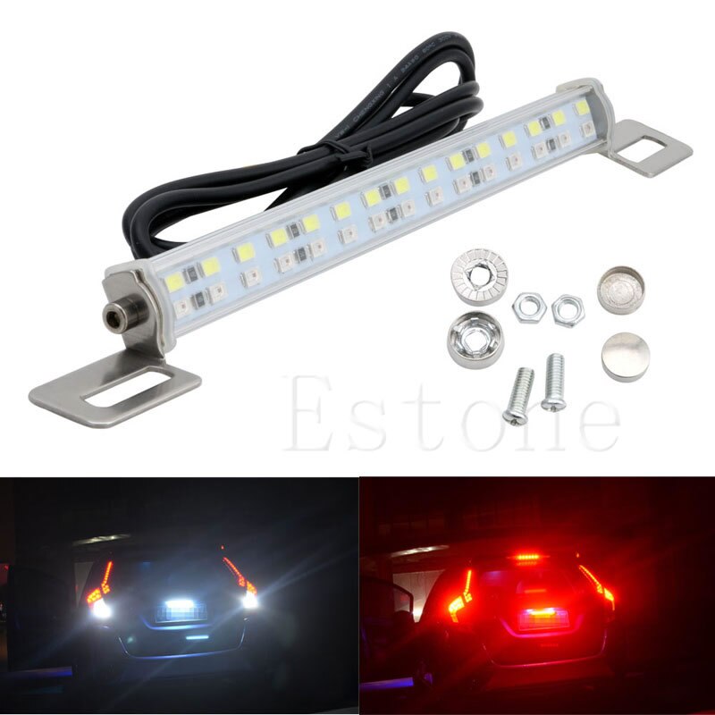 Coche 30 LED 18W barra de luz freno trasero lámpara de placa de matrícula roja y blanca