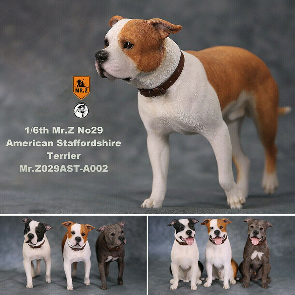 Mr.Z Studio 1:6 American Staffordshire Terrier Dog Pet Healing Figure Canidae Animal Model Toy Collector Desktop Decor Adult