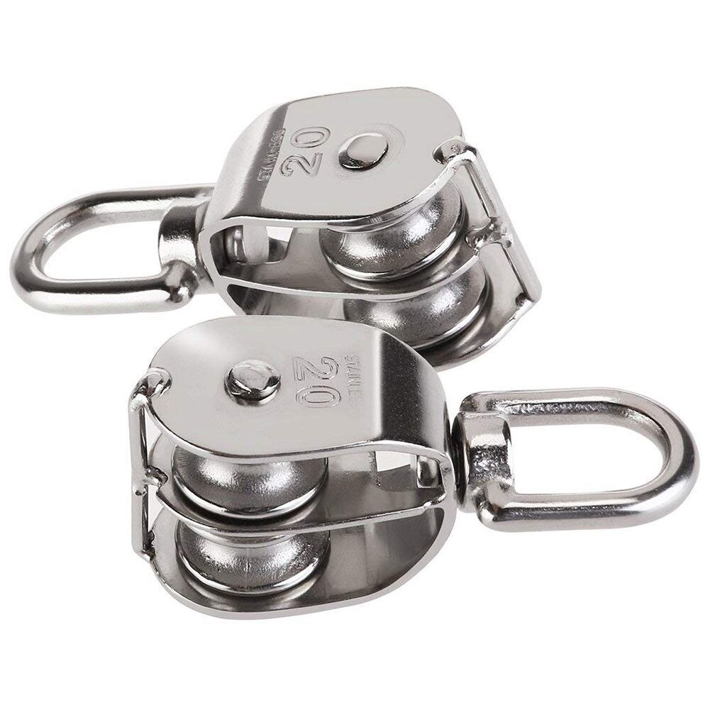2 PCS Double Pulley Block Stainless Steel 304 Double Swivel Pulley Block Lifting Pulley Block