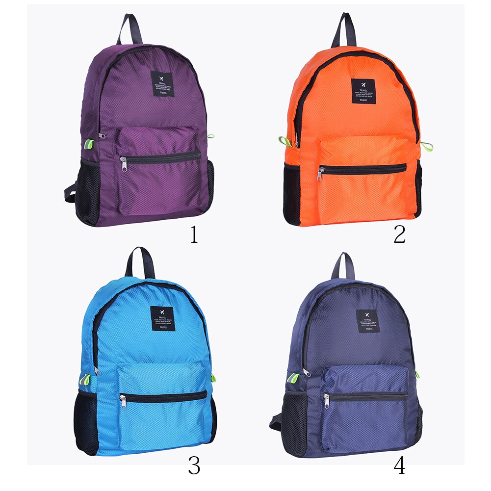 Unisex Camping Hiking Adjustable Stap Outdoor Large Capacity Foldable Nylon Backpack Zipper Travel