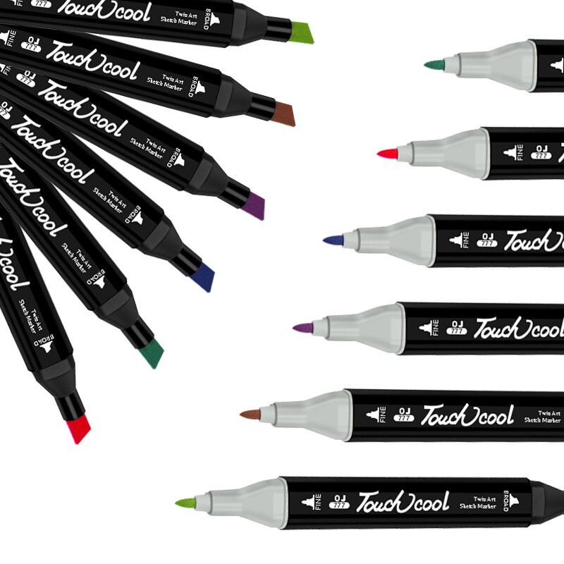Touchcool12/24/30/40/60/80 Kleuren Pen Marker Set Dual Head Sketch Markers Borstel Pen Voor manga Animatie Art Supplies