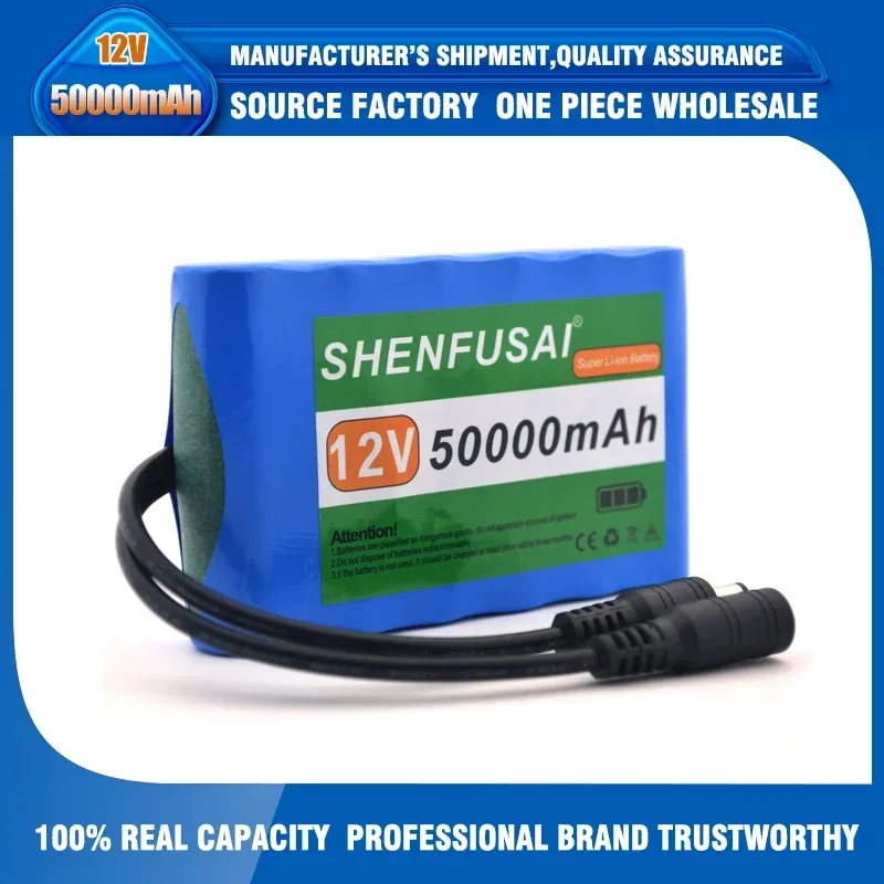Portable Super 12V 50000mah Battery Rechargeable Lithium Ion Battery Pack Capacity DC 12.6v 30Ah CCTV Cam Monitor + Charger: green