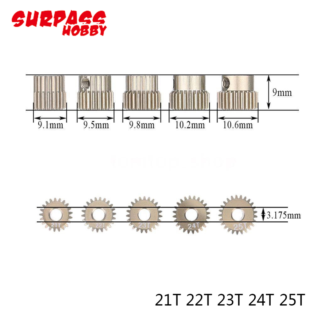 Pinion Gear,5 Stks/partij Surpasshobby 64DP 3.175 Mm 21T-25T/26T-30T/31T-35T/36T-40T/41T-45T/46T-50T Pinion Motor Gear Voor 1/10 Rc Auto