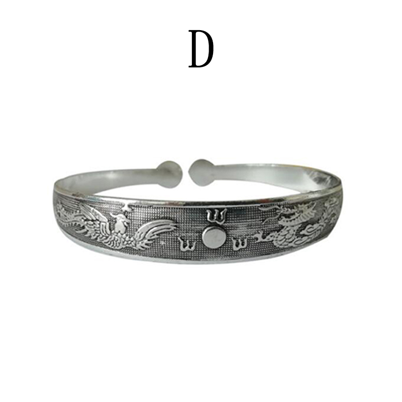 Top Charm Bracelets Tibetan Tibet Plated Bracelets Charming Round Metal Cuff Bangles Women Jewelry: Silver Plated