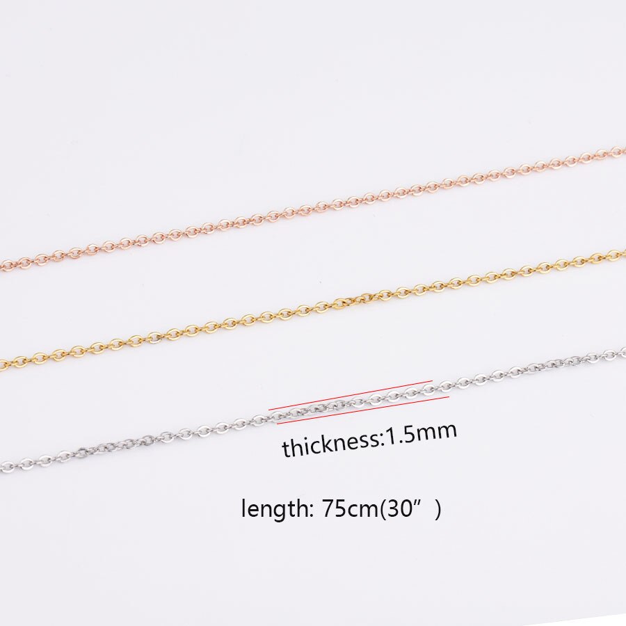 5 pz/lotto 316L in Acciaio Inox 1.5 millimetri di Larghezza 75cm di Lunghezza della Catena A Maglia Rolo con Il Catenaccio per il Pendente DIY collana Monili Che Fanno