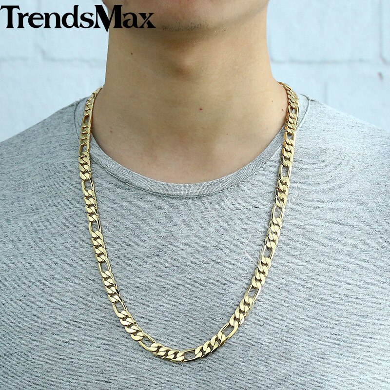 Trendsmax Mannen Ketting Vrouwen Gold Filled Figaro Ketting Voor Mannen Mannelijke Sieraden 9Mm 18-36 "GNM53