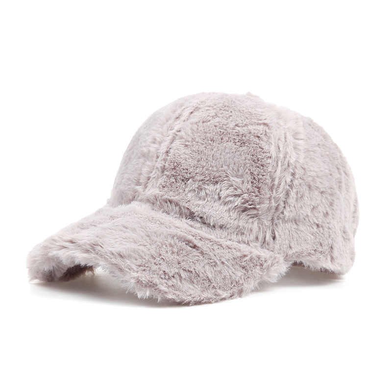 Efterår vinter dame varme kasket hat justerbar pels baseball cap snapback hat udendørs sports hatte kvindelige casual kasketter: Grå