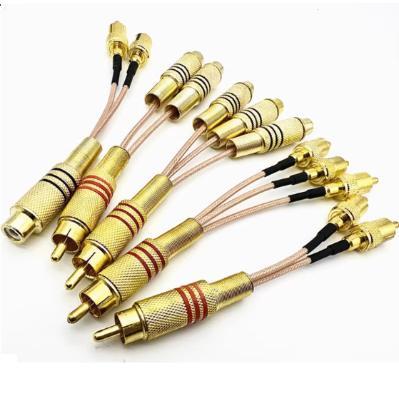 Cable de Audio RCA de 3 vías, 1 macho a 2 hembra, adaptador divisor RCA Y para amplificador de altavoz, sonido RCA a 2X 3X RCA macho hembra