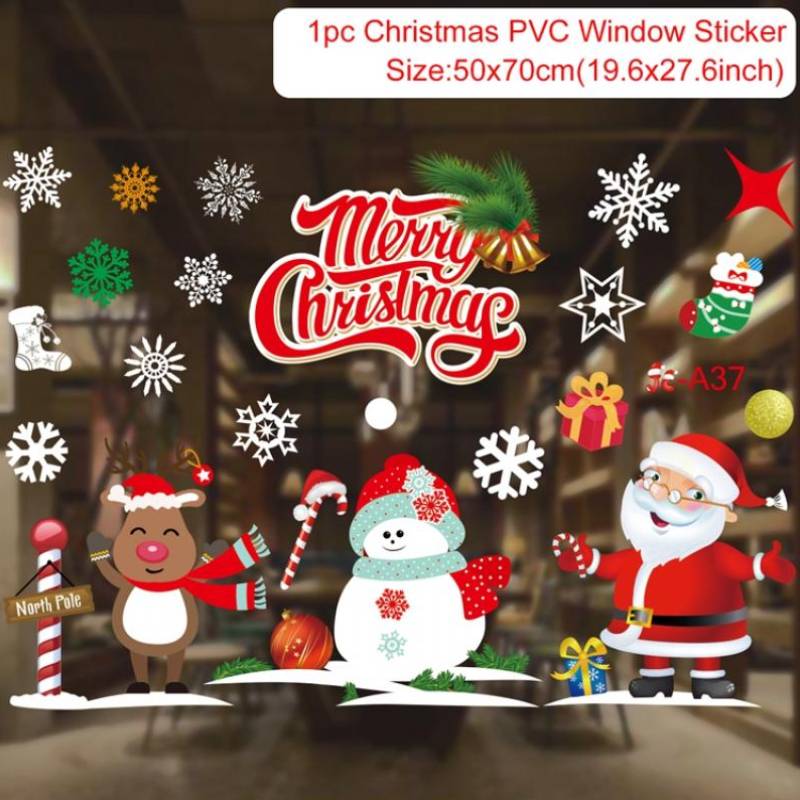 Joyeux noël Stickers muraux fenêtre verre autocollants maison décorations de noël noël ornements noël nouvel an décor à la maison
