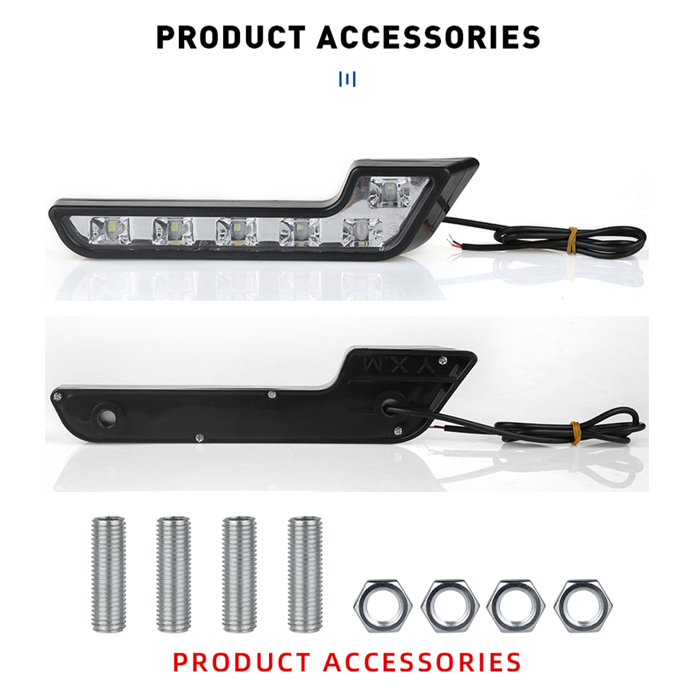 2stk LED Bil Kjørelys L-Form 180mm - 12V DRL Hvit - Tåkelys