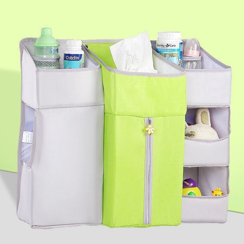 Bærbar baby krybbe arrangør seng hængende taske væsentlige ble opbevaring vugge taske krybbe sengelinned sengesæt ble hængende taske: Grå grøn