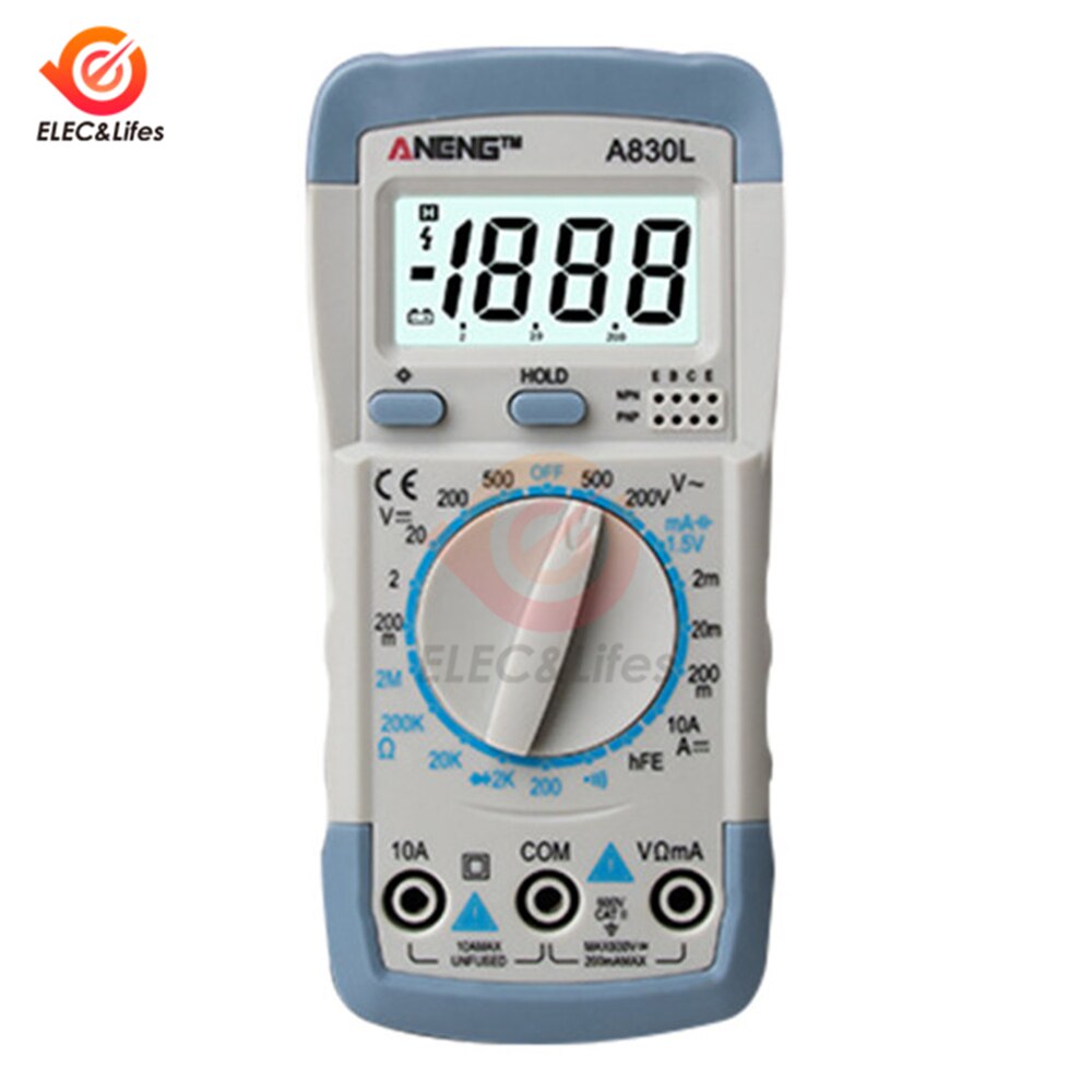 A830L Lcd Digitale Multimeter Ac/Dc Spanning Diode Freguency Multitester Huidige Tester Volt Monitor Voltmeter Ampèremeter Meter Gauge: White Grey