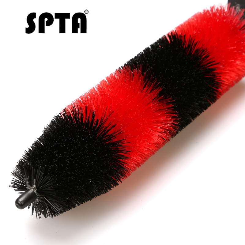 SPTA 18" Wheel Brush Flexible Rim Cleaner Rocket Shape Red and Black Car Cleaning Products Wash Tools for Auto Wheel Cleaning