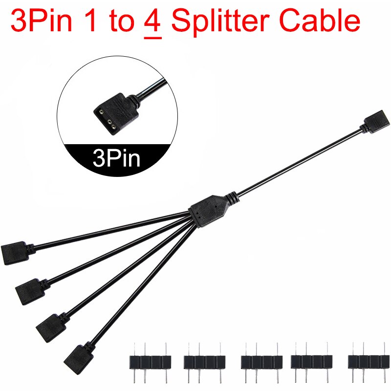 ARGB 5V 3Pin 12V 4Pin 30cm 50cm 1m 2m 3m 5m Verlängerungskabel Adapter 1 auf 1 2 3 4 5 Splitterkabel für MSI ASUS ASRock AURA LED: Braun