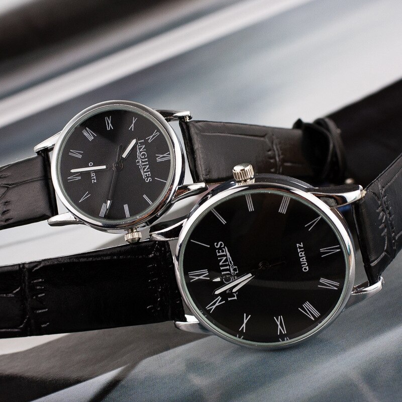 1 Pcs Stylish Waterproof Couple Quartz Watch Leather Strap Sports Watch Convenient Couple Watch With box