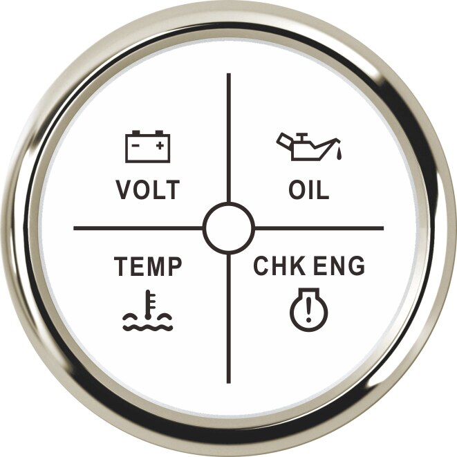 Indicador de alarma para coche y barco medidor de temperatura de 52mm con retroiluminación de 9-32V, indicador de aceite, agua y control del motor, 4 indicador de alarma LED: 800-00256