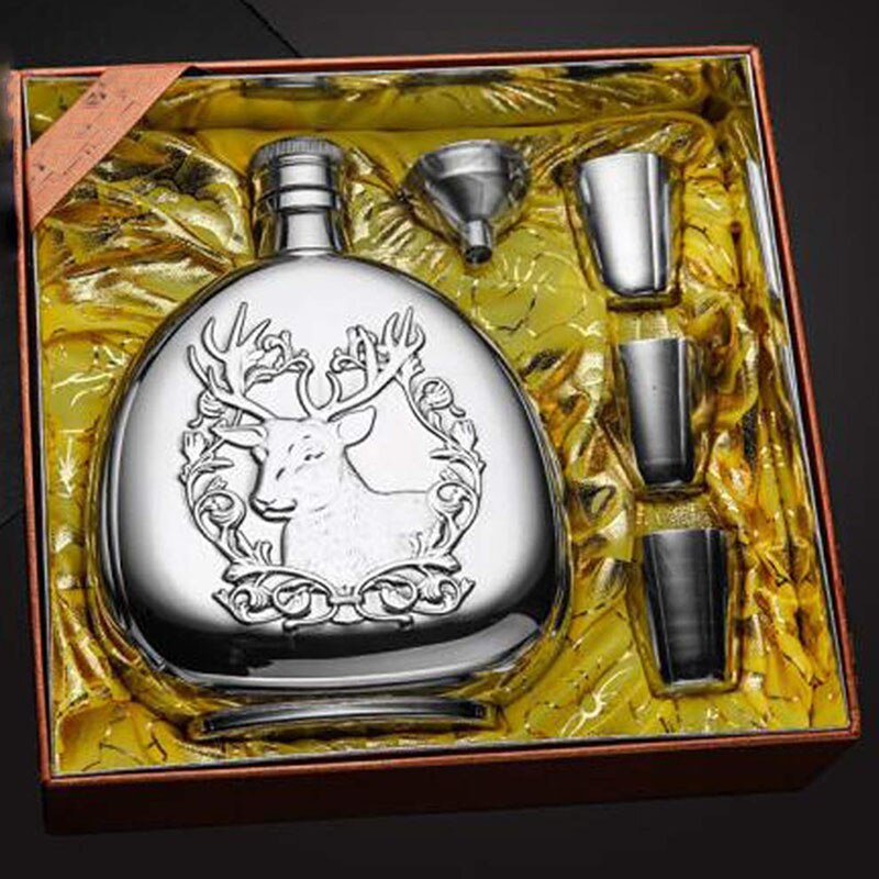 Hip Flask set for Alcohol 17oz Stainless Steel Whisky Bottle 2 Cups 1Funnel Groomsmen Whiskey Large Alkohol Wine Flask