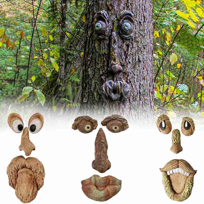 Old Man Tree Hugger Garden Art Outdoor Tree Funny Old Man Face Sculpture Whimsical Tree Face Garden Decoration Funning
