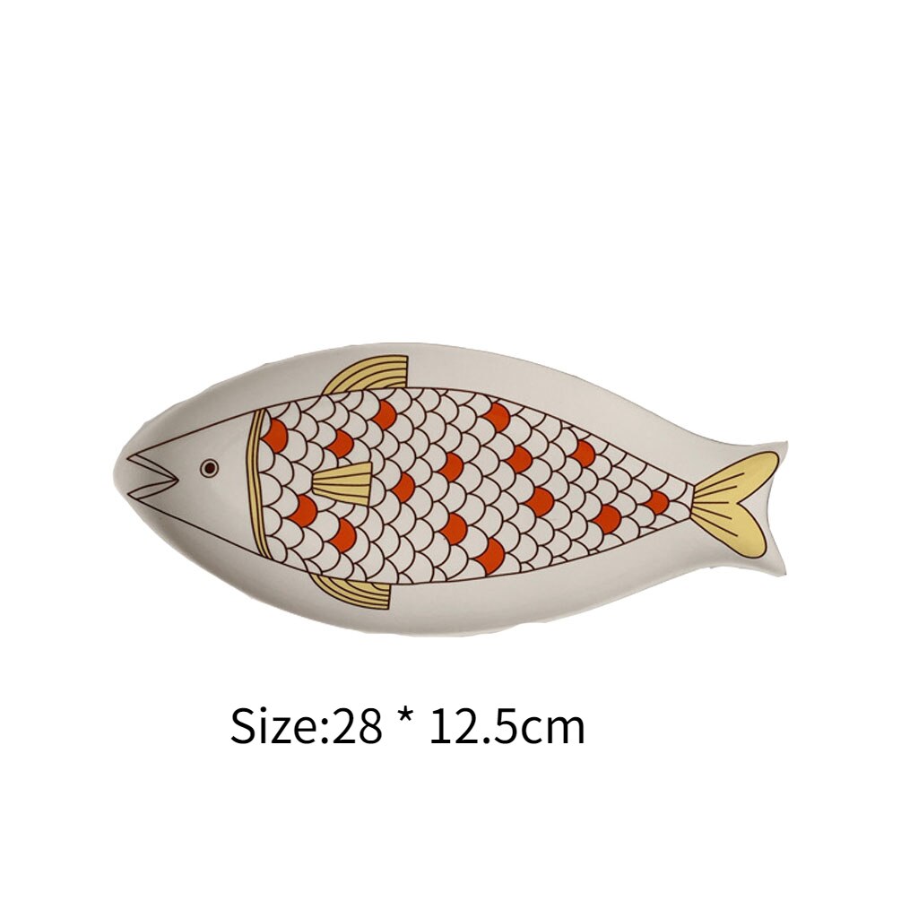 LadyCC Lovely Fish Plate Japanese Style Personality Home Northern European Wind Fish Plate Dish Dish with Fish Plate: C-large
