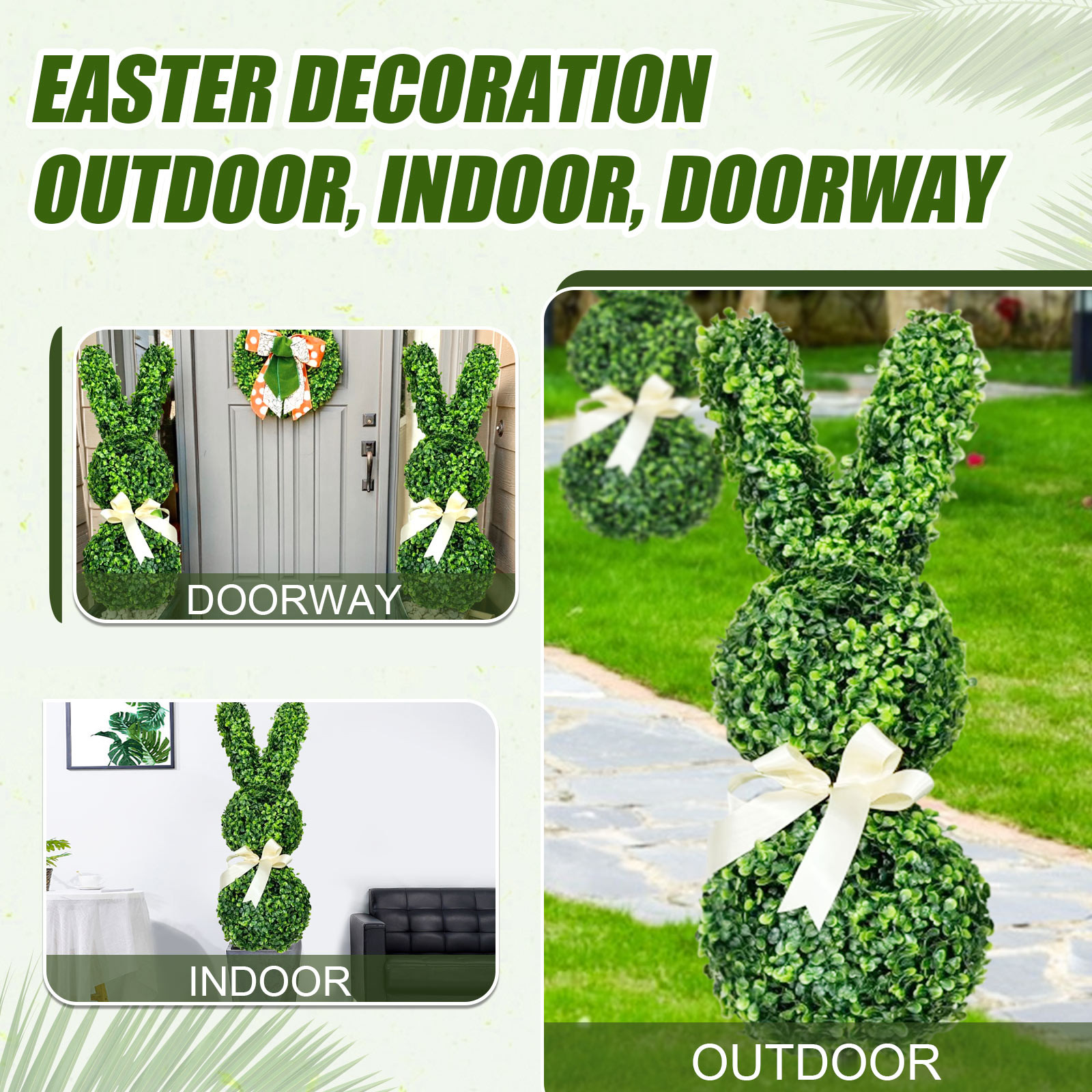 Conejito artificial topiario, conejo verde de Pascua, árbol topiario, planta de conejito verde de imitación para decoración de Patio de porche de primavera de Pascua: Chocolate