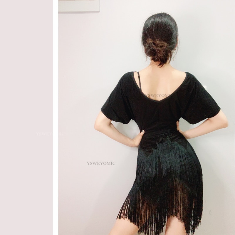 Latin Dance Costume Female Adult Practice Latin Ballroom Dance Dress fringe Latin skirt L286