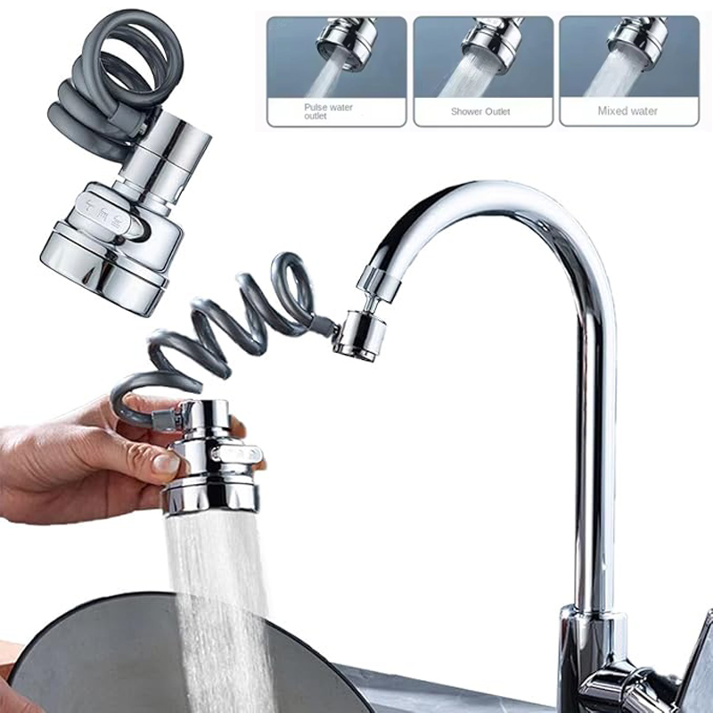 Kitchen Faucet Extender with Stretchable Hose Bathroom Sink Sprayer 3 Modes Faucet Sprayer Attachment Faucet Extender Aerator