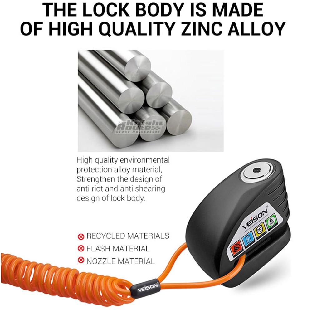 VEISON Motorrad Alarm Fahrrad Alarm Fahrrad Quad sperren Rolle Rabatt Motorrad sperren Zubehör Wasserdichte MotoPadlock