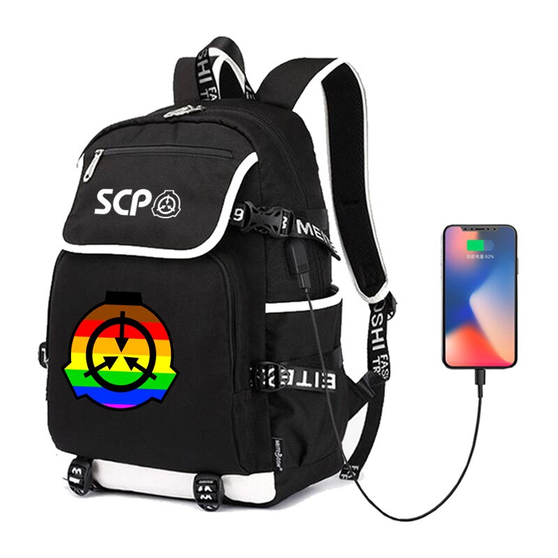 Scp sikre indeholde beskytte rygsæk rygsæk taske skole skuldertaske bærbar rejsetaske mochila med usb port: 2