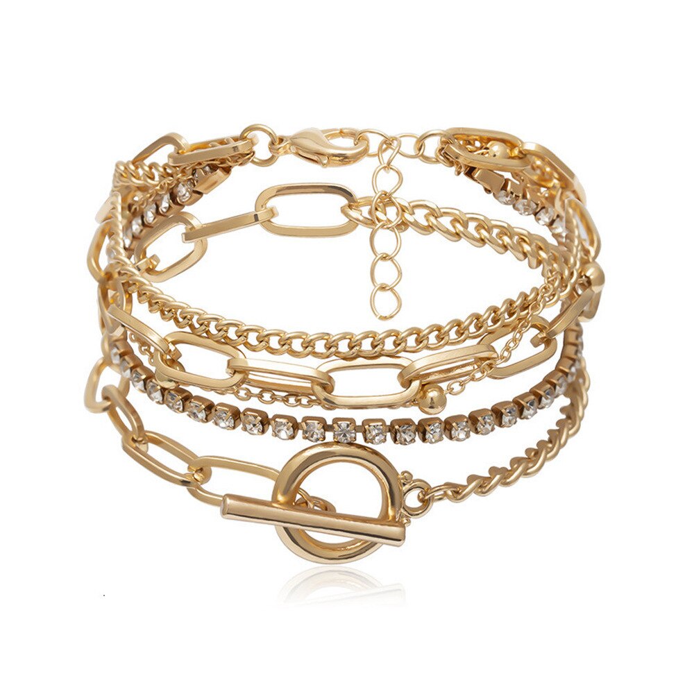 Delysia King-pulsera de retro, pulsera de cuentas redondas huecas geométricas populares, varias capas
