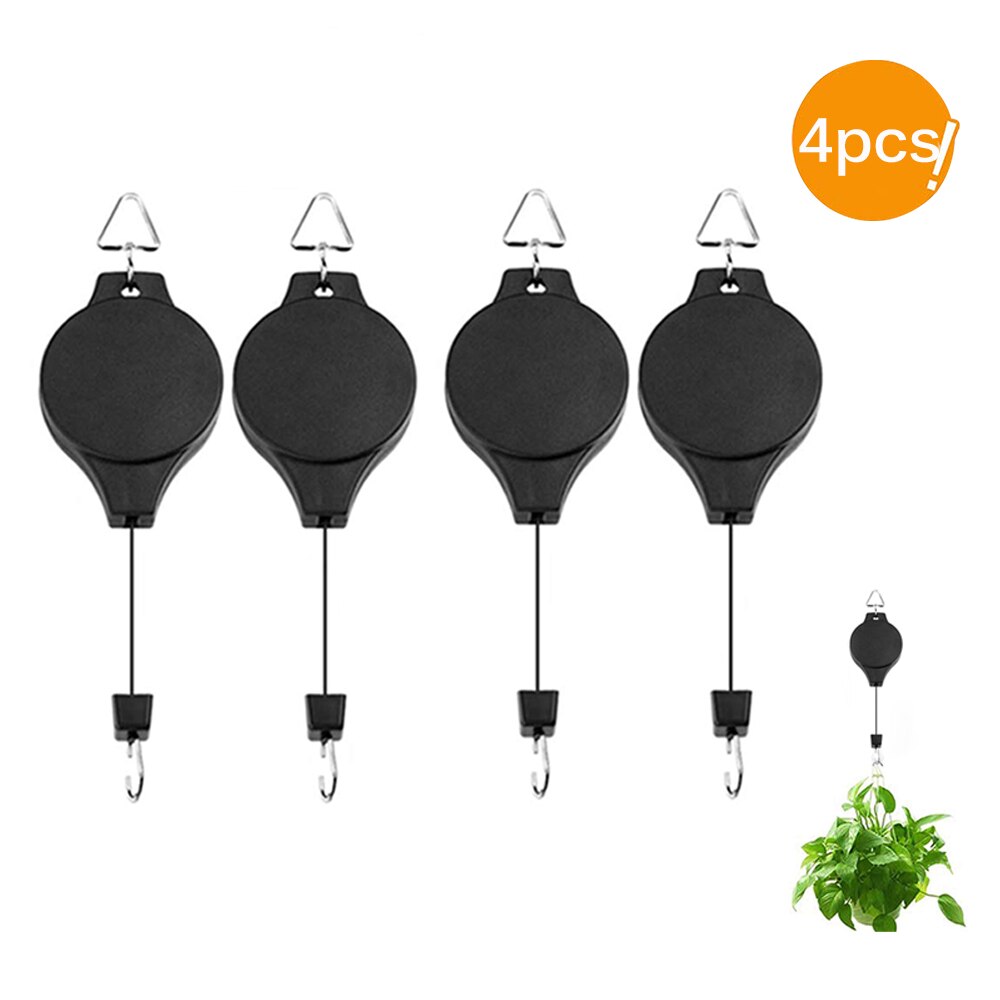 Panier suspendu rétractable de 20 à 90 Cm, poulie de suspension, pour jardin, Pots de plantes, bassin suspendu, crochet rétractable pour serre: 4pcs