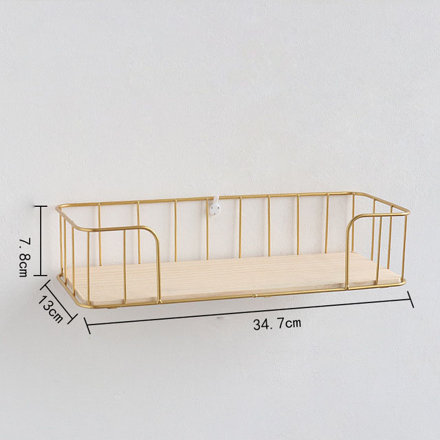 Dekorativa vägghyllor järn trähyllor garage kit förvaringsställ rum dekoration travar ornament förvaringsställ: Guld små