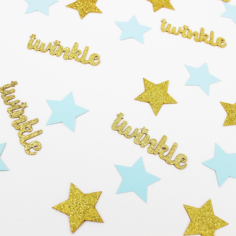 100 stuks roze gouden twinkle star papier confetti babyshower geslacht onthullen snoep gunst doos diy benodigdheden verjaardagsfeest tafeldecoratie